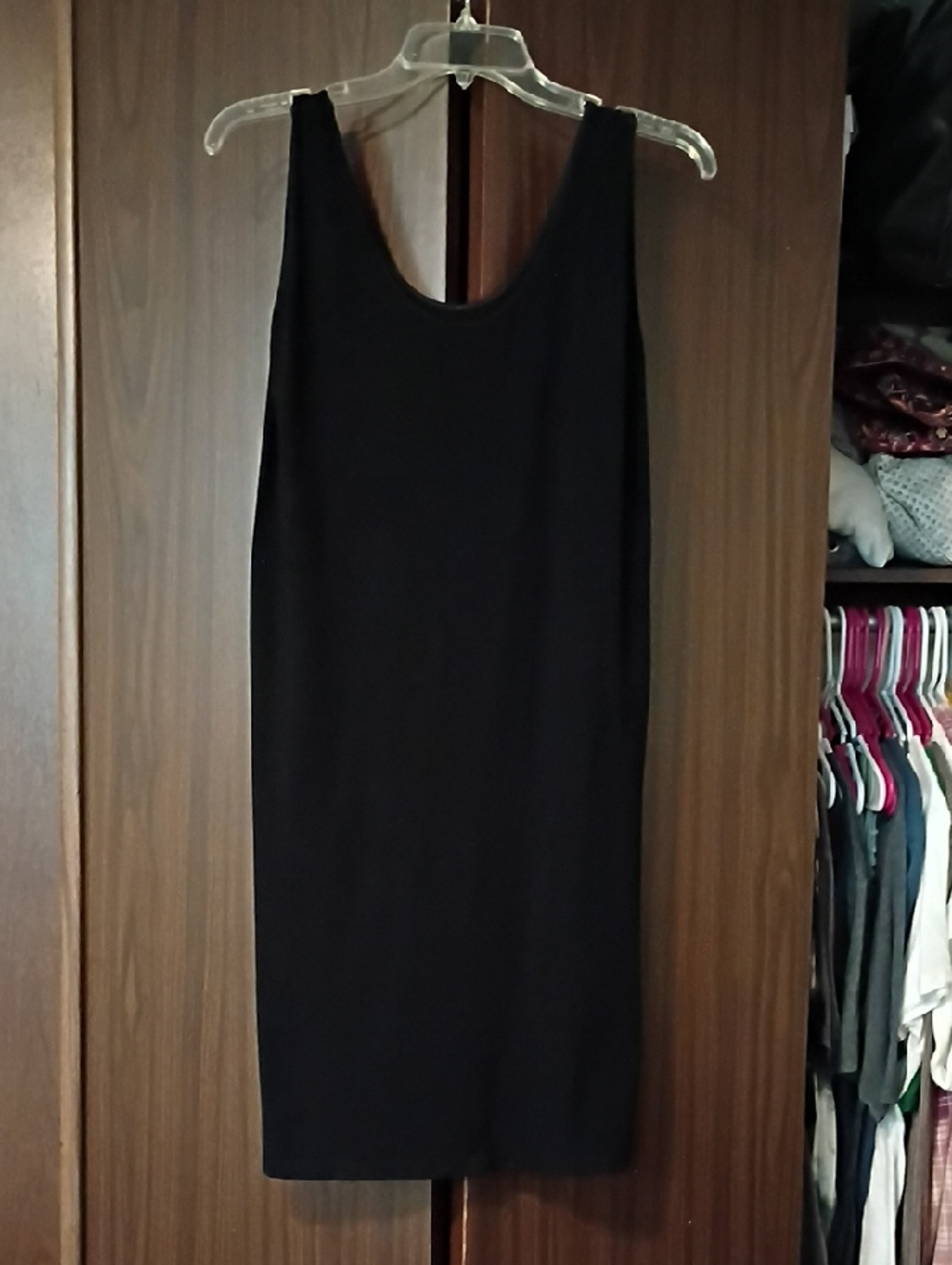 Women's Dress Tank Scoup Neck and Back Midi Black Simple Dress By   M. Rena